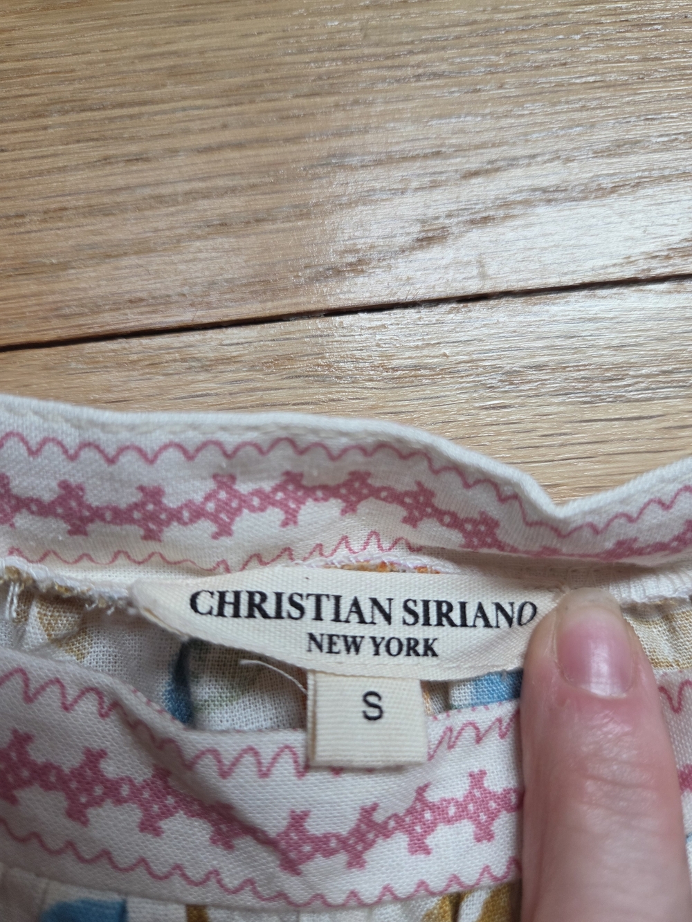 Christian Siriano Floral Cream Blouse with Pink, Teal & Gold Accents - Picture 3 of 6